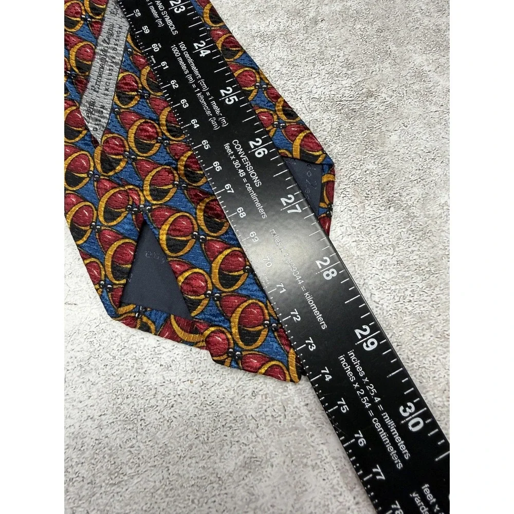 Ermenegildo Zegna 100% Silk‎ Tie Mens One Size Blue Geometric Jacquard Necktie